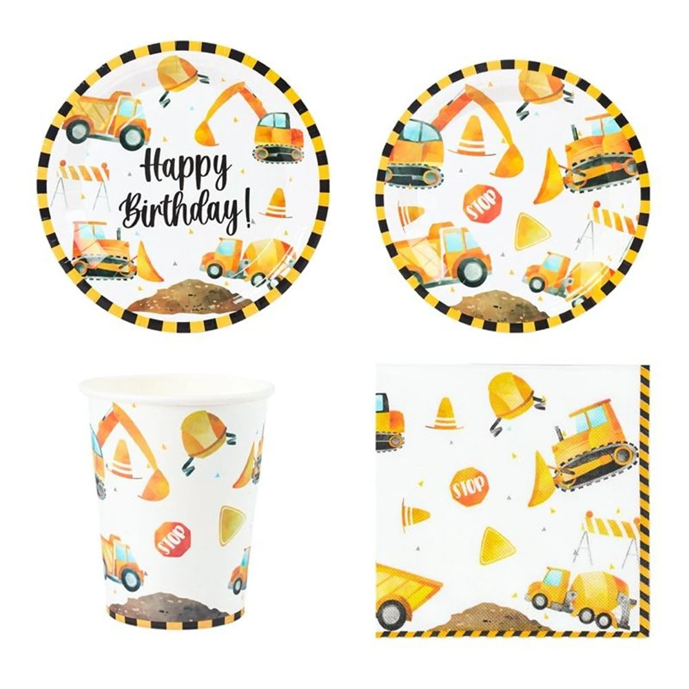 Sever Shop Truck Disposable Paper Plate Set Boys Kids Birthday Party Supplies