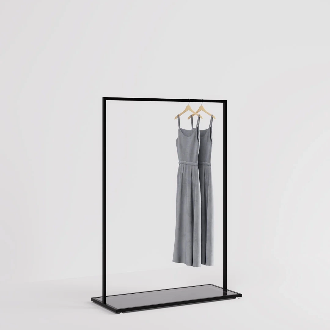 Blasck Metal Clothes Rail with Shelves