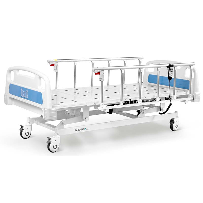 A6K Factory Stainless Steel Medical Equipment Electric 3 Function Foldable ICU Hospital Bed with Casters Manufacturers