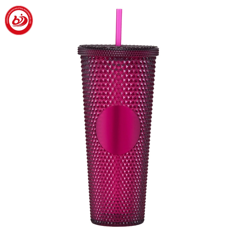 Made in China Coffee Cold Mug with Filter Reusable Cold Tumbler Pinnapple Matte Cup with Lid and Straw BPA Free Bling Bling