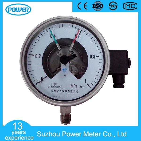 150mm em aço inoxidável total inferior do medidor de pressão de contacto eléctrico