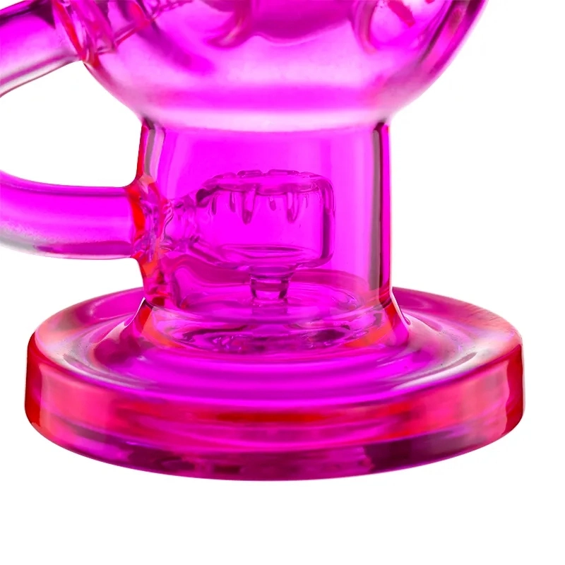 9.2 Inches Recycler Bent Type Hookah Pink Color Glass with Swiss Percolator and 14mm Female Joint