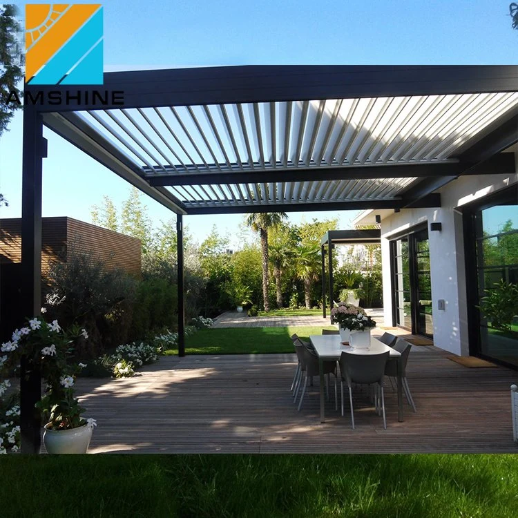 Adjustable Sun Shade Privacy Screen Outdoor Motorized Adjustable Waterproof Sunshade Louver Roof Aluminium Pergola