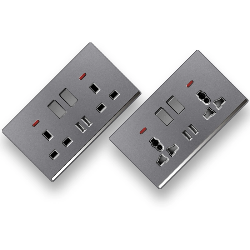 W9 nuevo diseño de oro al por mayor de 13 amp toma doble interruptor de pared ultraligero de suministros eléctricos enchufes e interruptores