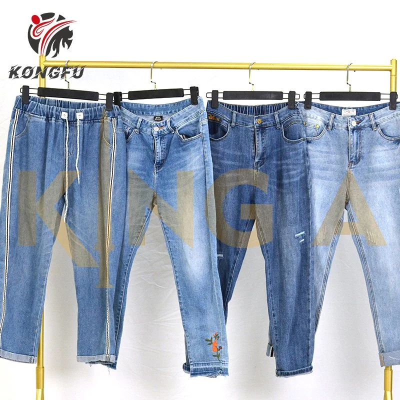 King A Grade China Fashion Ladies Denim Jean Pants Second Hand Clothing Bale Bales Used Clothes