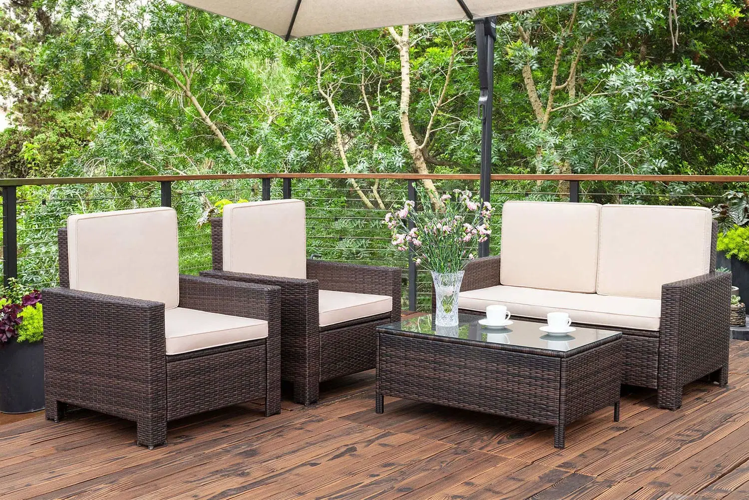 Ocio casual de promoción de muebles de exterior jardín Casa conjunto mimbre Rattan