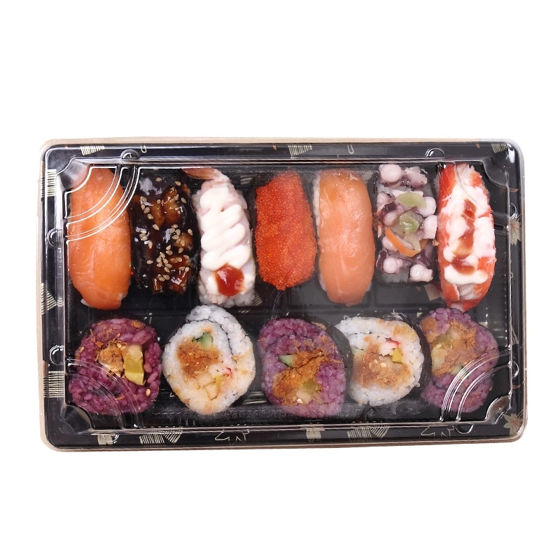 Heißer Verkauf Professionelle Recycleble Kunststoff Dvided Schutz Sushi-Tabletts für Lebensmittelbehälter