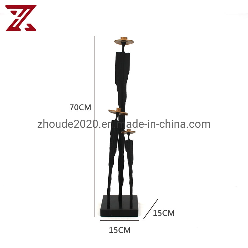 Modern Simple Three Hermit Figure Sculpture with Hat High Leg Metal Craft Ornaments for Home Table Romantic Decoration