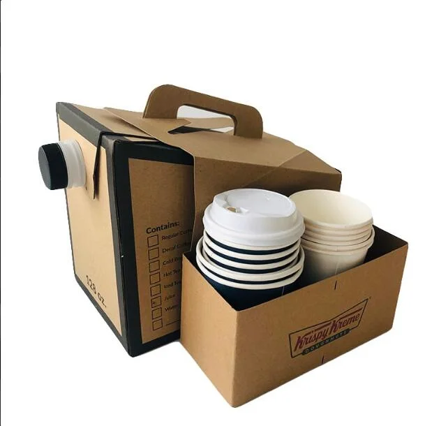 Amigo do Restaurante personalizado 96 Oz papelão descartáveis cafeteira retirar o recipiente chávena de café transportadora para ir Box