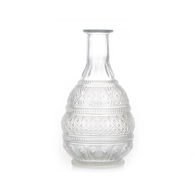 Vintage Relief Glass Mini Vase Transparent Hydroponic Flower Vase for Tabletop