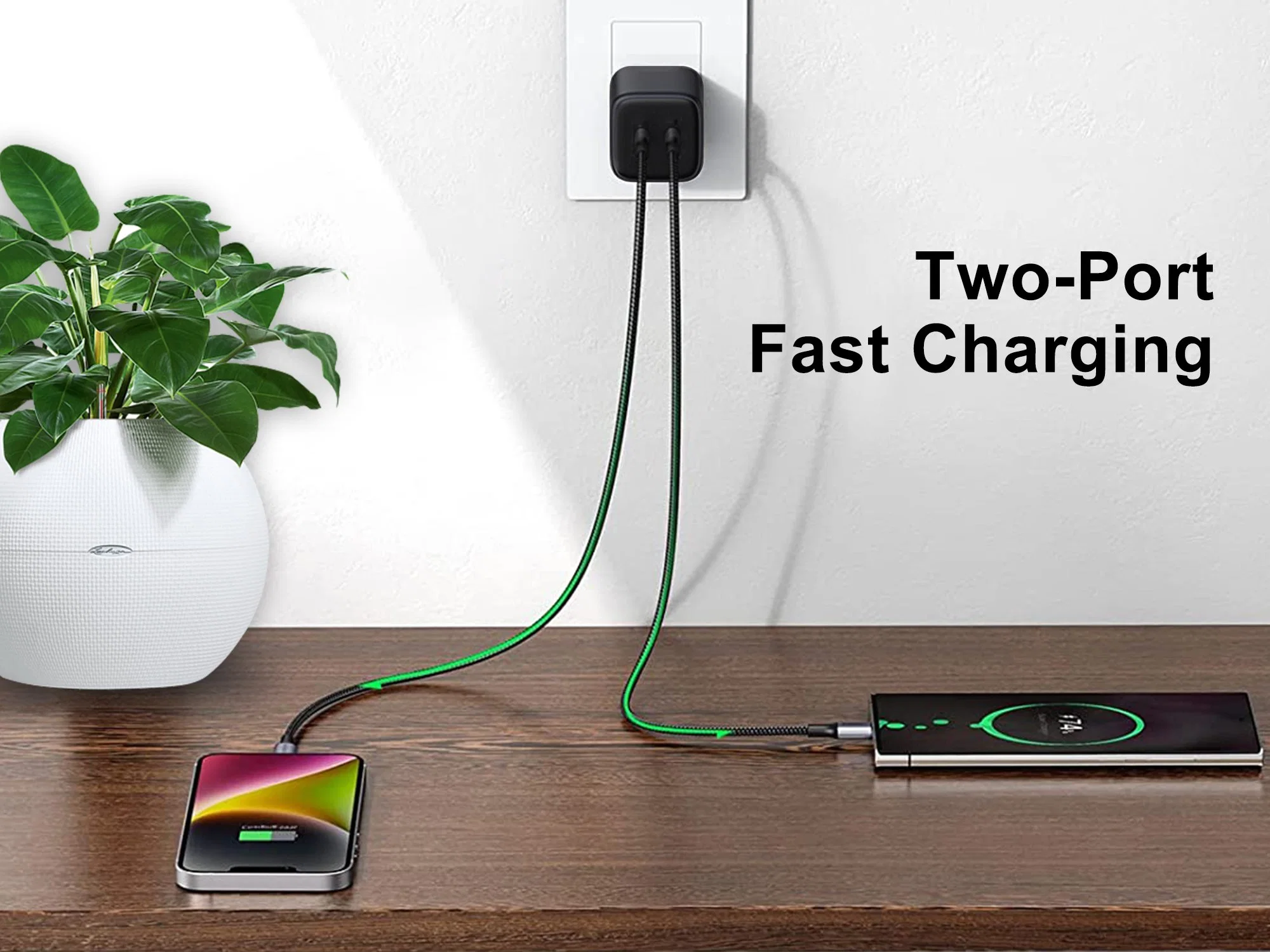 Dernière technologie de nitrure de gallium Chargeur rapide mobile double port USB a+C de 35W