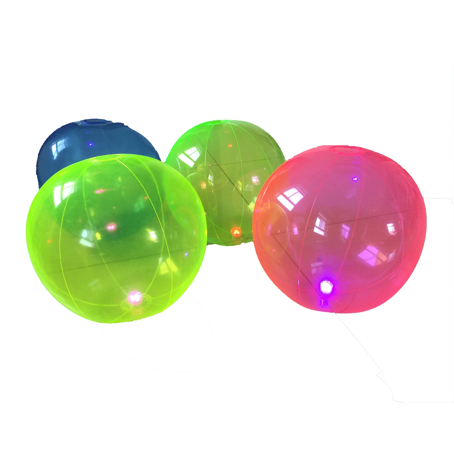 Brinquedo inflável de PVC com luz de cor LED para praia, bola de jogo para crianças.