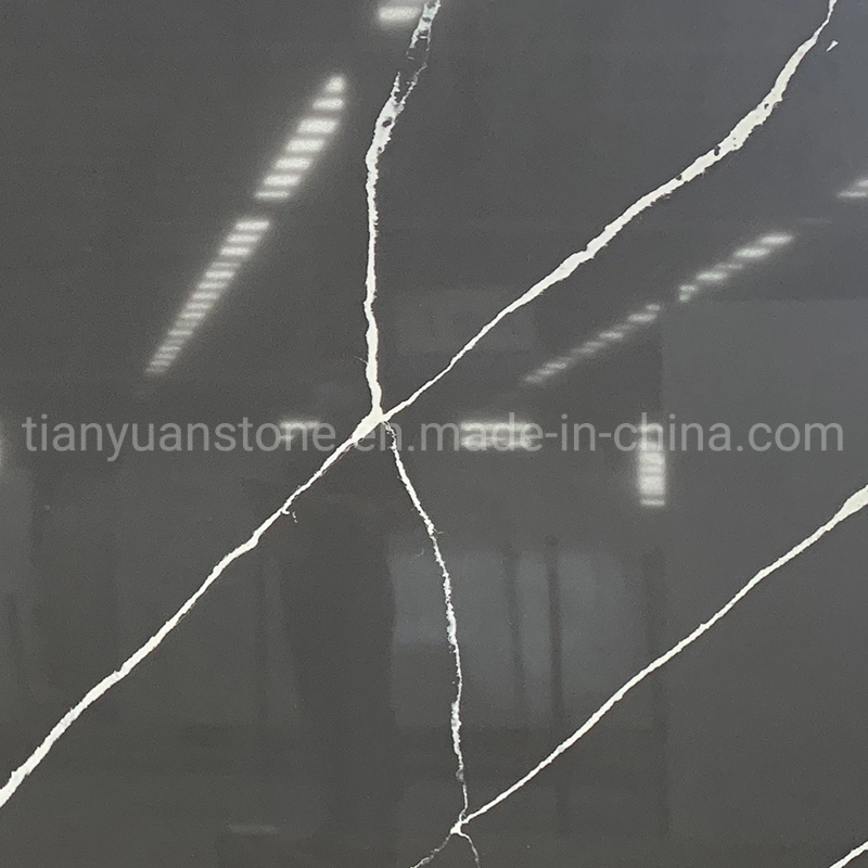 Black Artificial Engineered Quartz Stone Countertop/Vanity Top/Work Top Slab