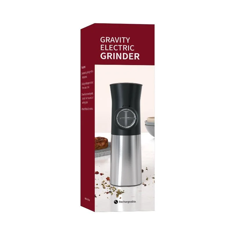 Made by Stainless Steel and ABS Gravity Induction Type Electric Pulverizer Pepper Pulverizer Adjustable Salt Mill Combination Set Herb Grinder for Smoke