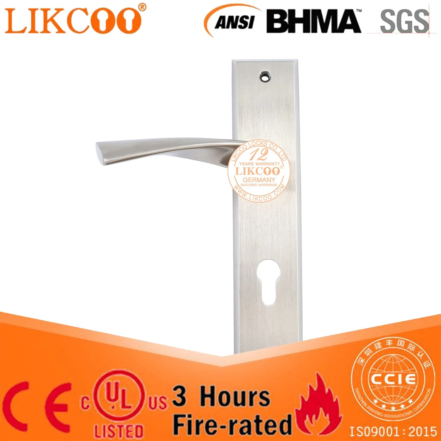 Stainless Steel Lever Tube Plate with Lock for Metal Door