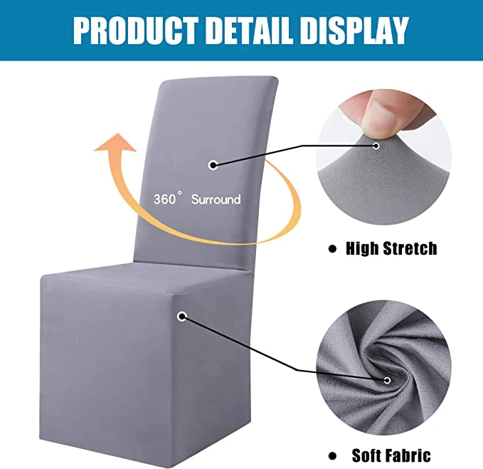 4 PEÇAS de proteção para cadeira de jantar comprida à prova de água com elasticidade suave