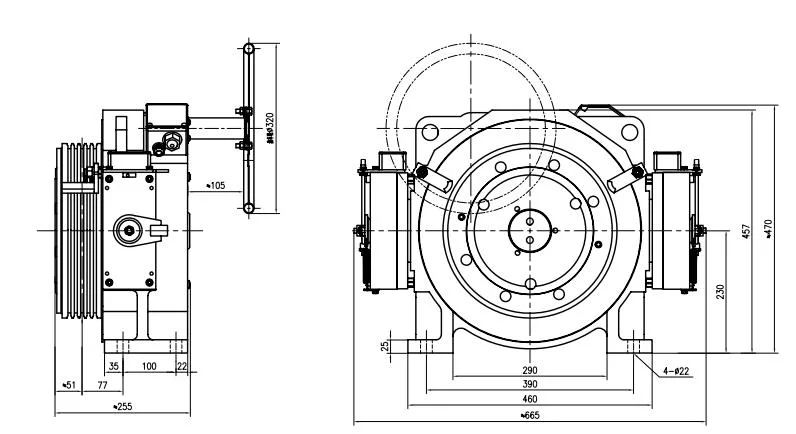 FUJI Ascensor Torin 1,0 m/s-2.5m/s de la polea de la cuerda 4*8mm*12mm 450kg ascensor unidad con el codificador Hedeihan 1387