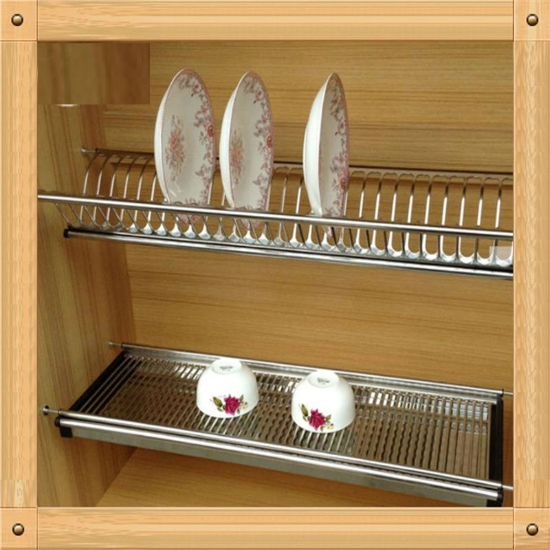 Haushalts-Küchenschränke Edelstahl Hardware Mehrschichtige Schale Drain Rack Integrierte Ablaufkorb-Schalen und Geschirrkorb