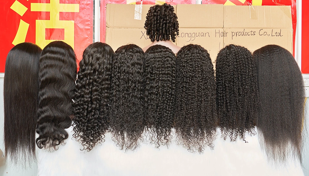 Xuchang fábrica de pelo humano encaje delantero Wig máquina hecha Pelo Peruano para mujeres negras