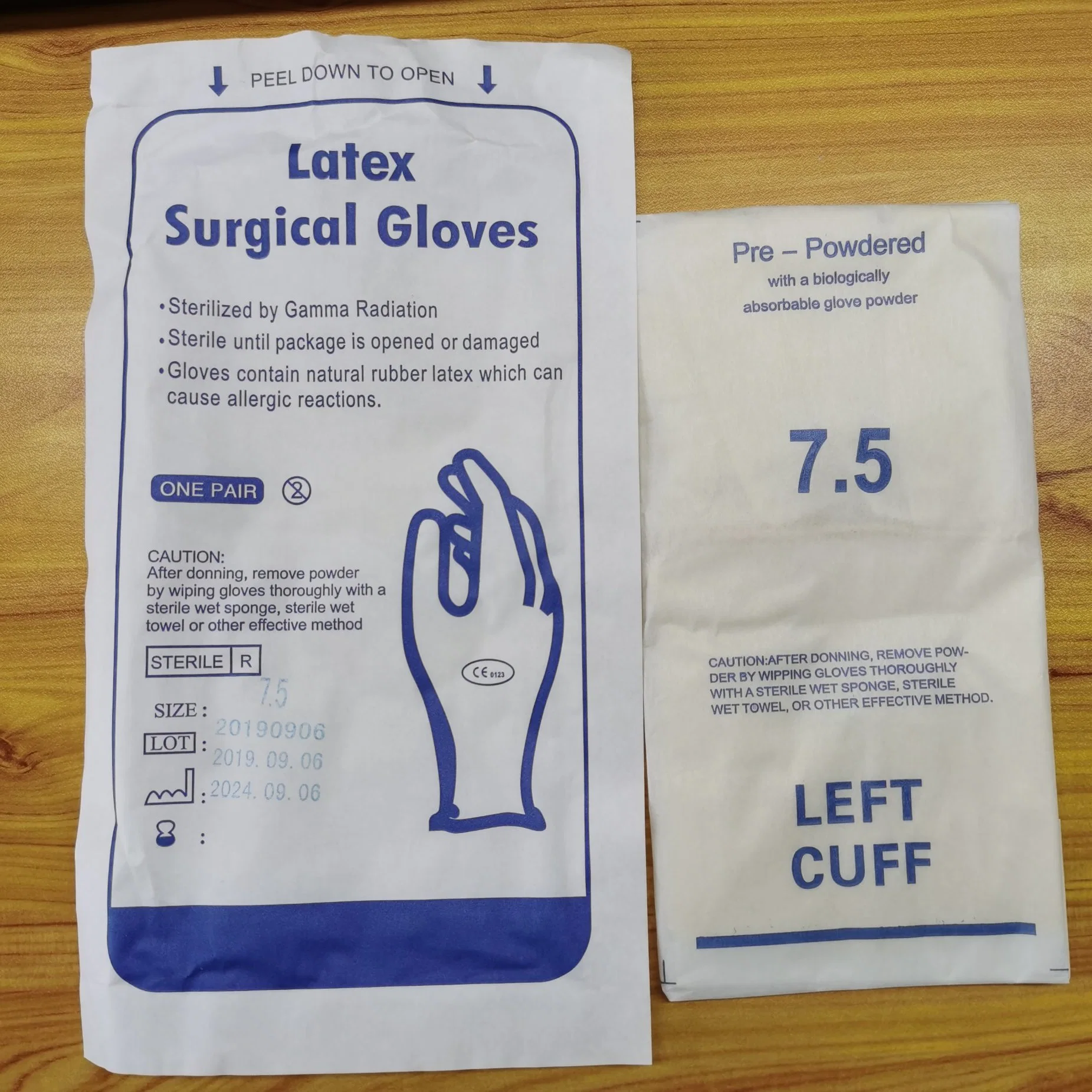 Una buena calidad de látex desechables guantes quirúrgicos estériles de uso