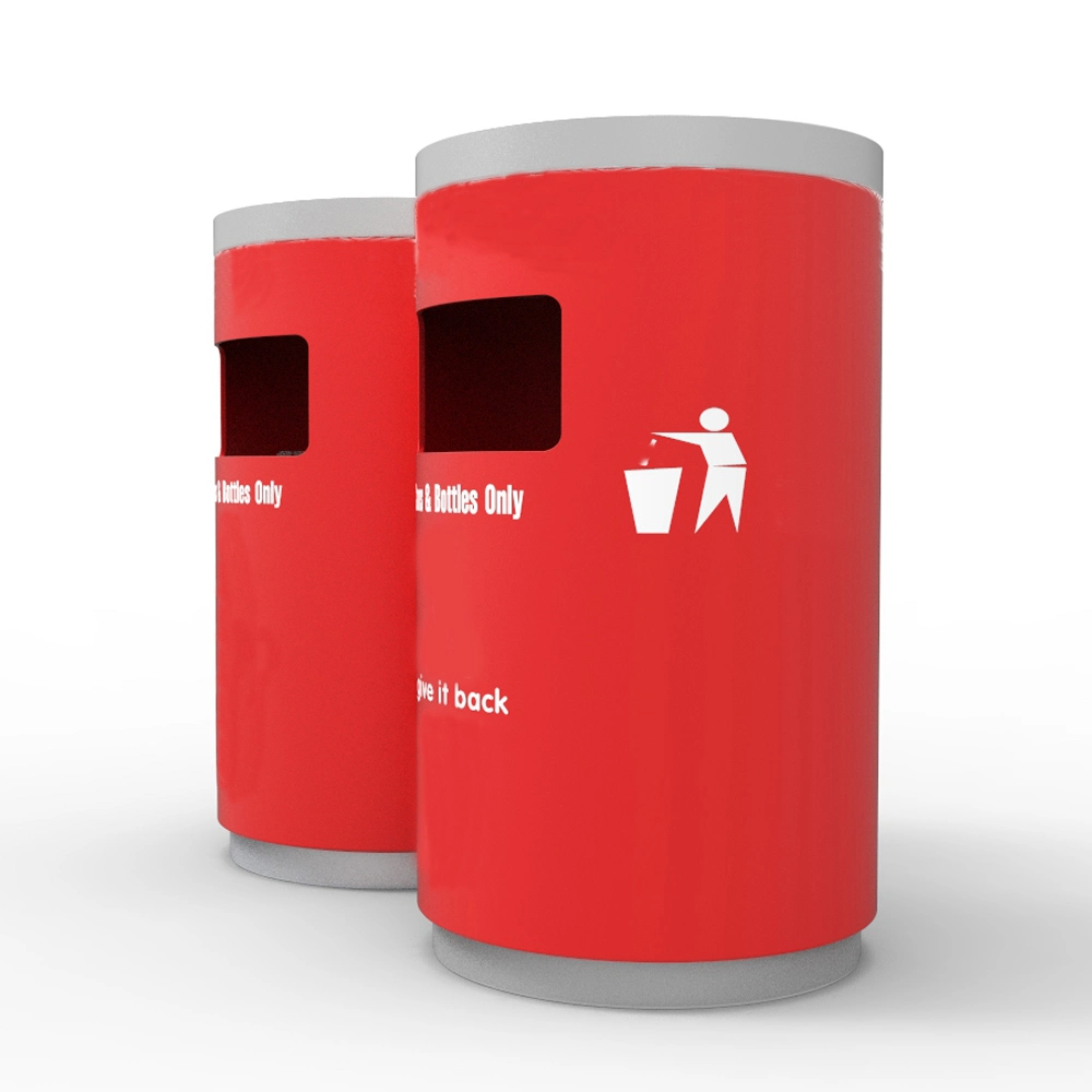 Double Bins Design Metal Waste Bin with Logo