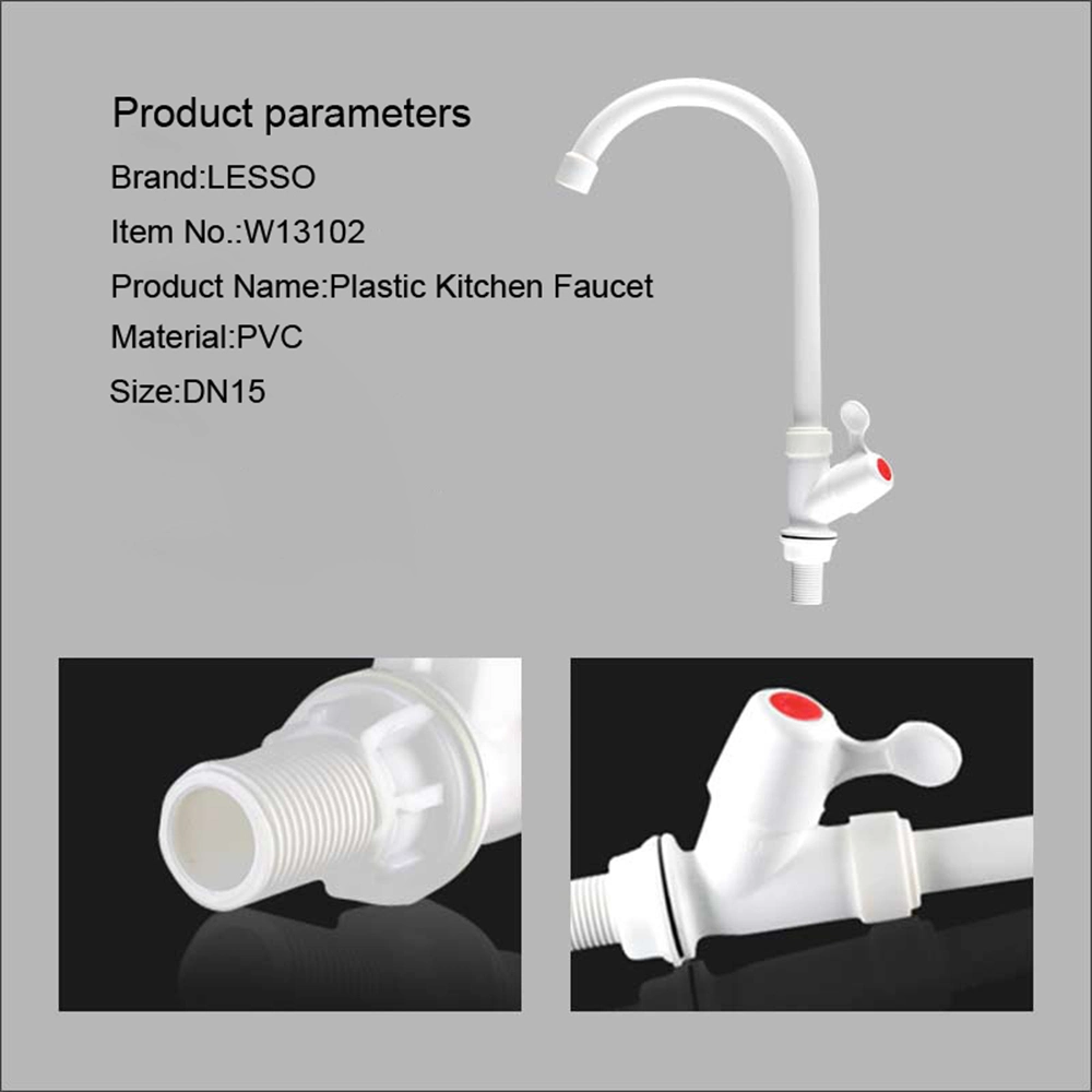 Lesso Long Service Life PVC Wall Mounted Single Handle Plastic Bathroom Faucet Bathtub Basin Taps for Bathroom