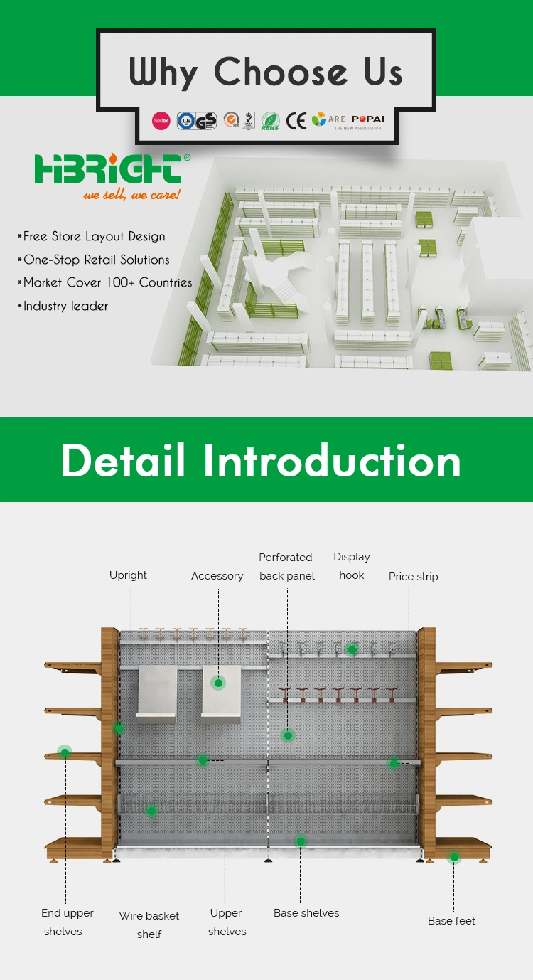 Double Side Gondola Shelving Supermarket Display Shelf Rack