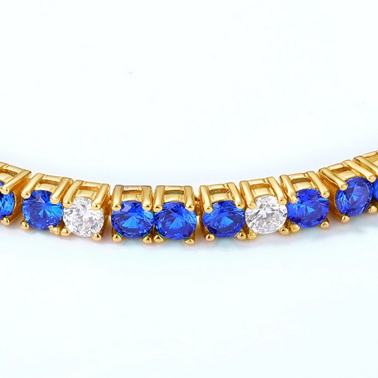 Hot Sell Women Bracelet Wholesale/Supplier Gold Plated Adjustable Blue Spinel Tennis Bracelets