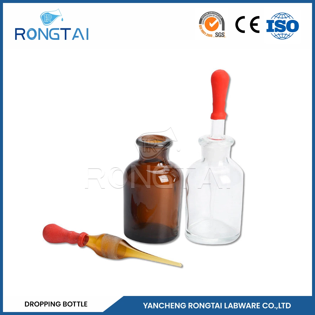 Rongtai Luxury Square Dropper Bottle Wholesale/Supplierr Black Dropper Bottle 100ml China Square Clear Glass Dropper Bottle