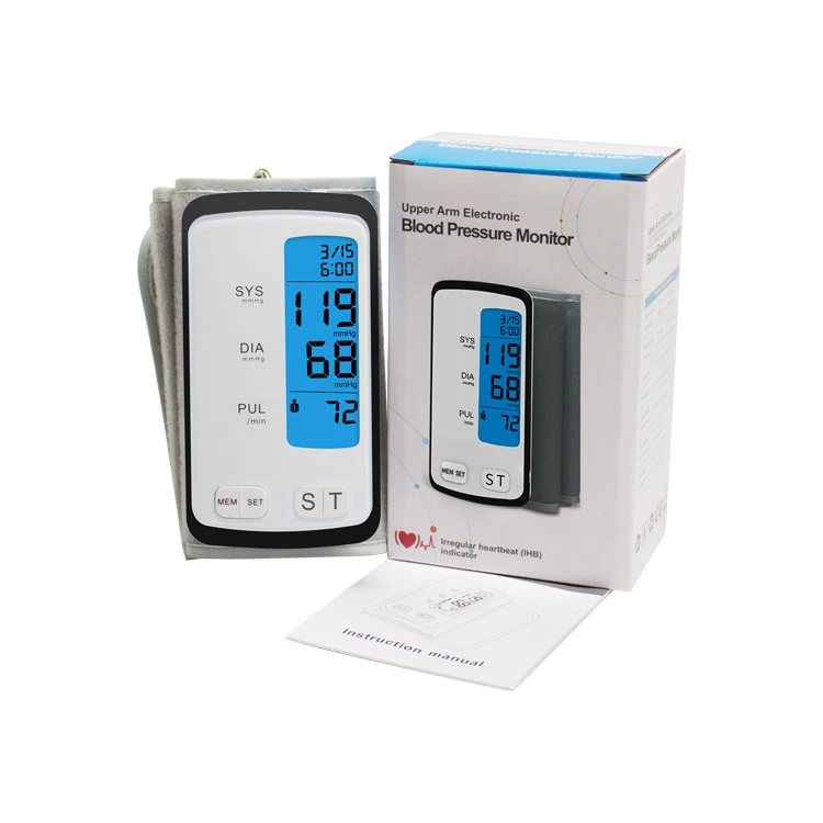 China Manufacturer Large LCD Upper Arm Sphygmomanometer Digital Ambulatory Blood Pressure Monitor