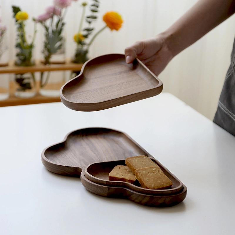 Cloud-Shaped Black Walnut Dinner Plate Tea Plate Dessert Serving Tray