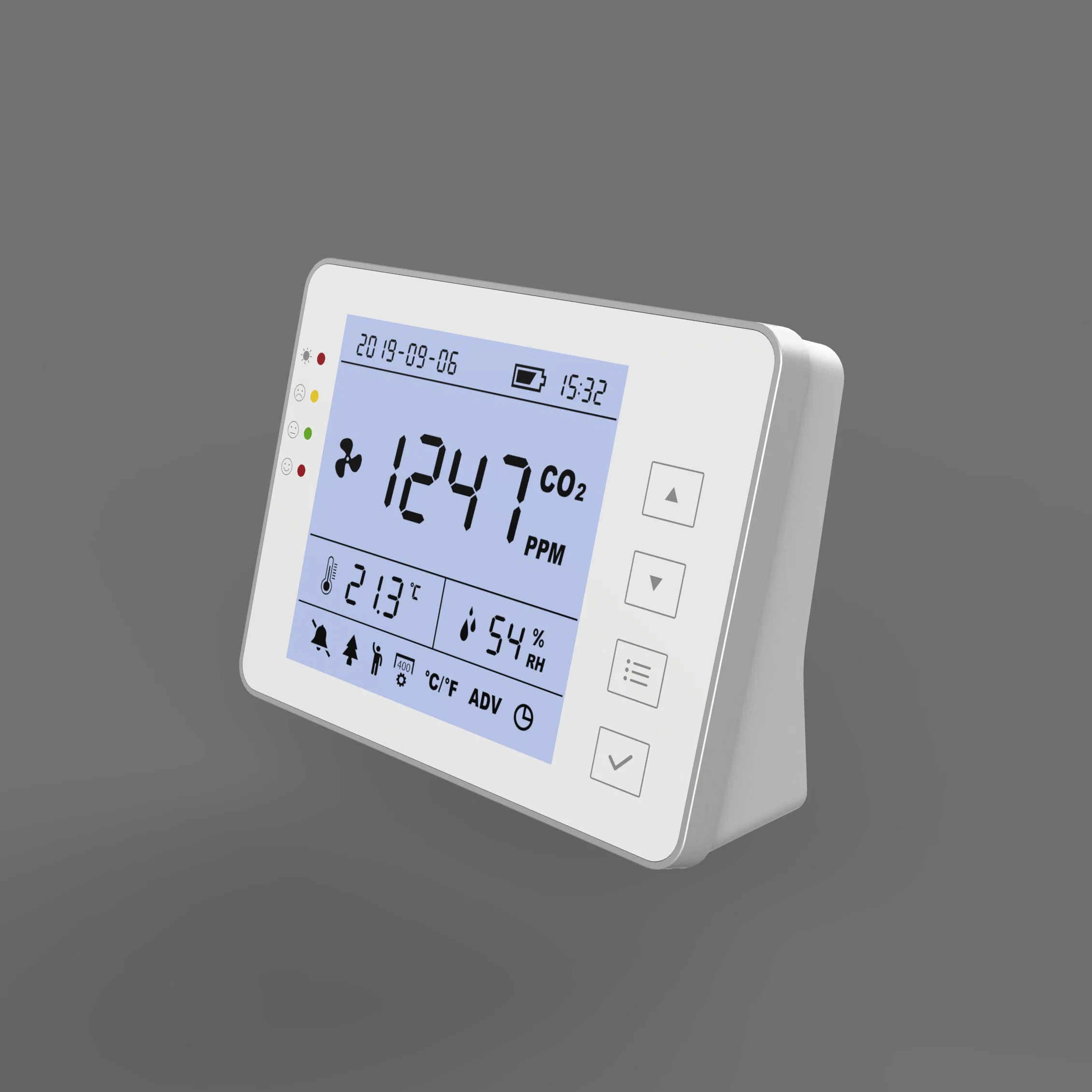 Desktop and Wall Mount Indoor Air Quality CO2 Monitor Powered by USB and Battery