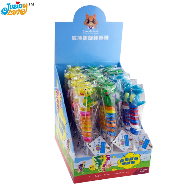 Colorful Trehalose Dinosaur Spiral Lollipop Fruity Flavor Lollipop Hard Candy