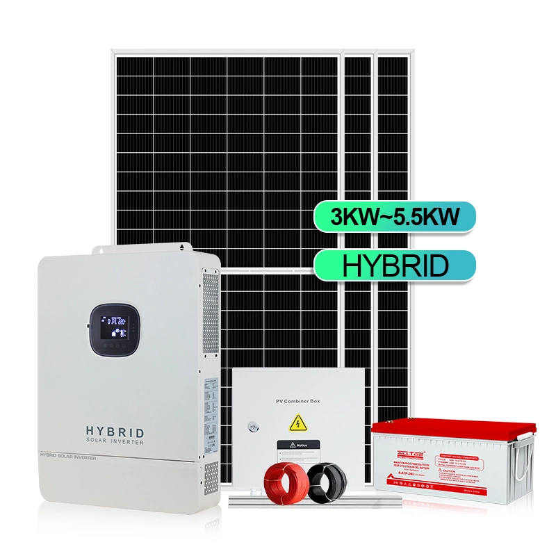 Sistema de energía solar fuera de la red de onda sinusoidal pura de alta frecuencia 3kw Inversor híbrido solar MPPT PV todo en uno Control inverso Sistema de almacenamiento de baterías en el hogar 5kw