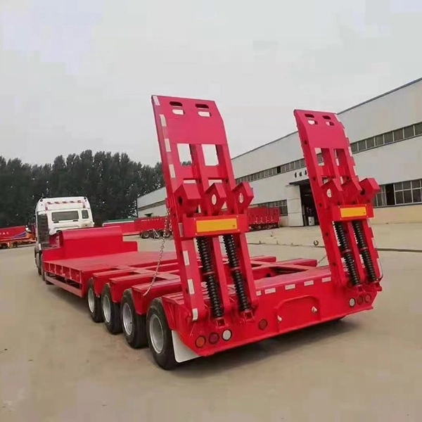 Good Price 60 Ton 3 Axle Extendable Low Bed Trailer / Low Flatbed Semi Trailer / Low Boy Truck Semi Trailer