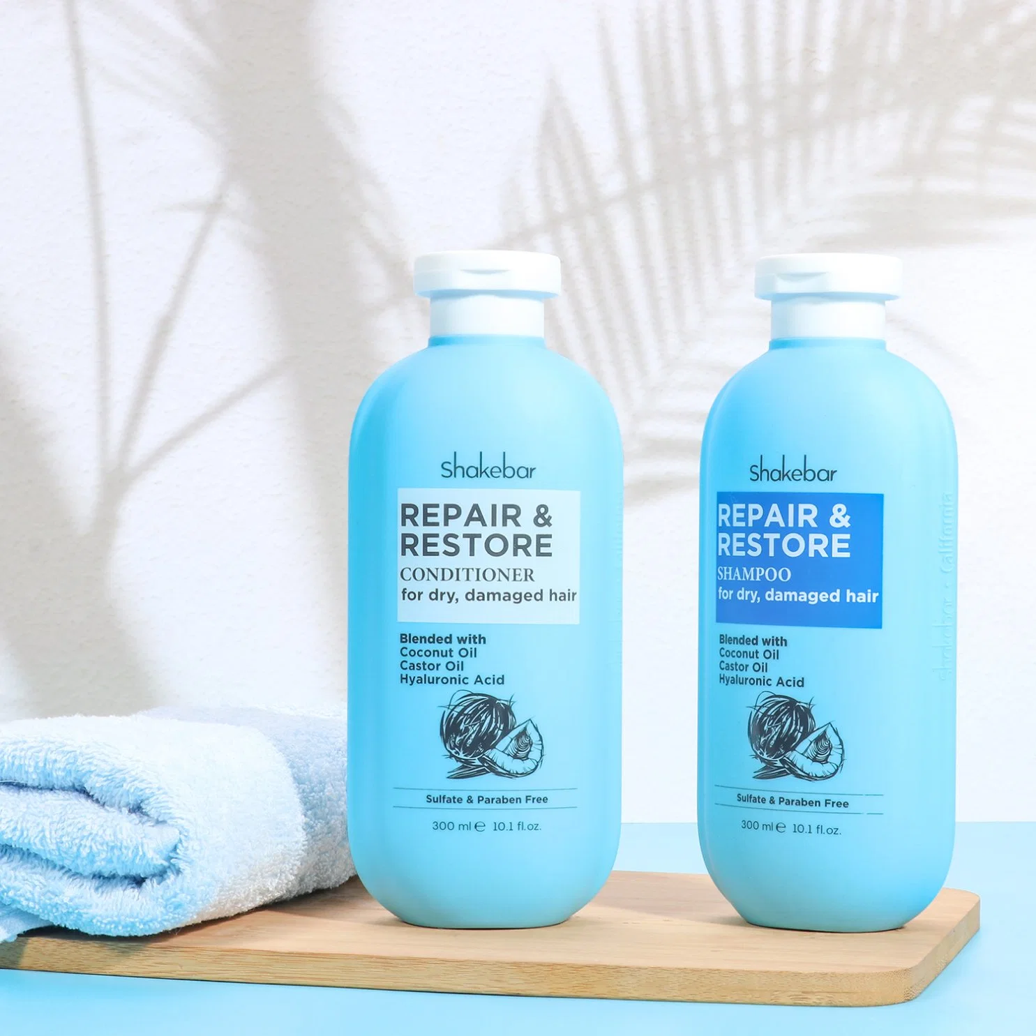 Shakebar Kosmetik Haarpflegeprodukte Kokosöl Feuchtigkeitsspendend und Reparatur Beschädigte Haarshampoo und Conditioner