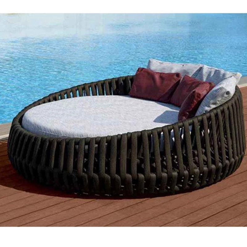 Modern Design Leisure Sunbed Aluminum Waving Rope Outdoor Patio Furniture Chaise Lounge