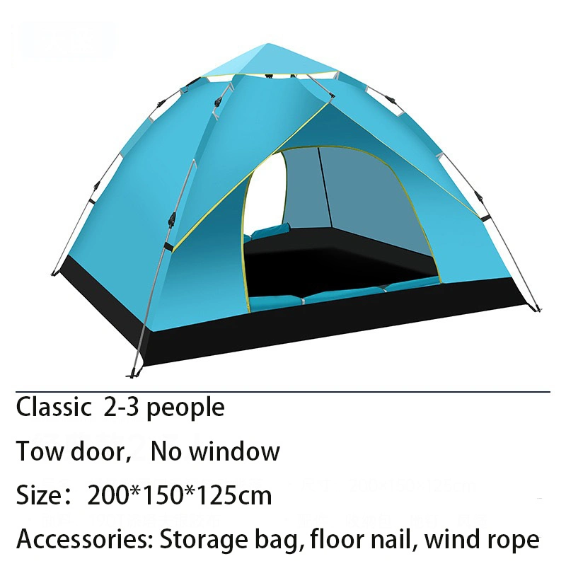 2/3 Person Quick Pop-up Instant Family Tent Setup Outdoor Portable Beach Large Size Traveling Hiking Family Fiber Glass Tent Waterproof Family Camping Tent