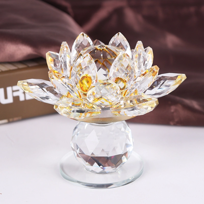 120mm Crystal Candleholder with Flower Lotus