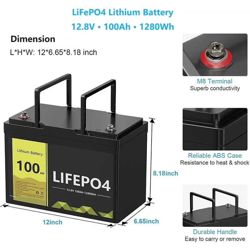 LiFePO4 12V 24V 36V 48V 60V 80Ah 100Ah 120Ah 240Ah 320Ah batería de litio para RV Marine Boat Solar Energy Storage