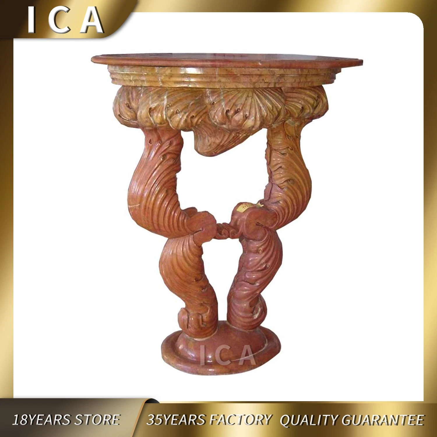 Yellow New Design Western Style Stone Outside Round Table