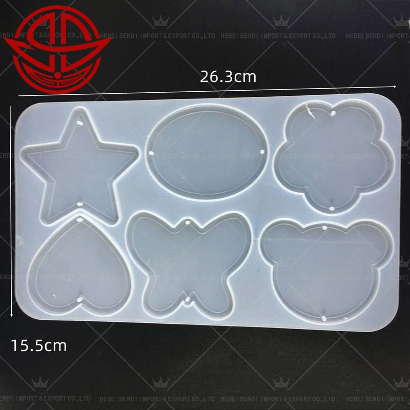 Fast Delivery Double Hole Pendant Mold Handmade DIY Hang Tag Keychain Epoxy Resin Silicone Mold