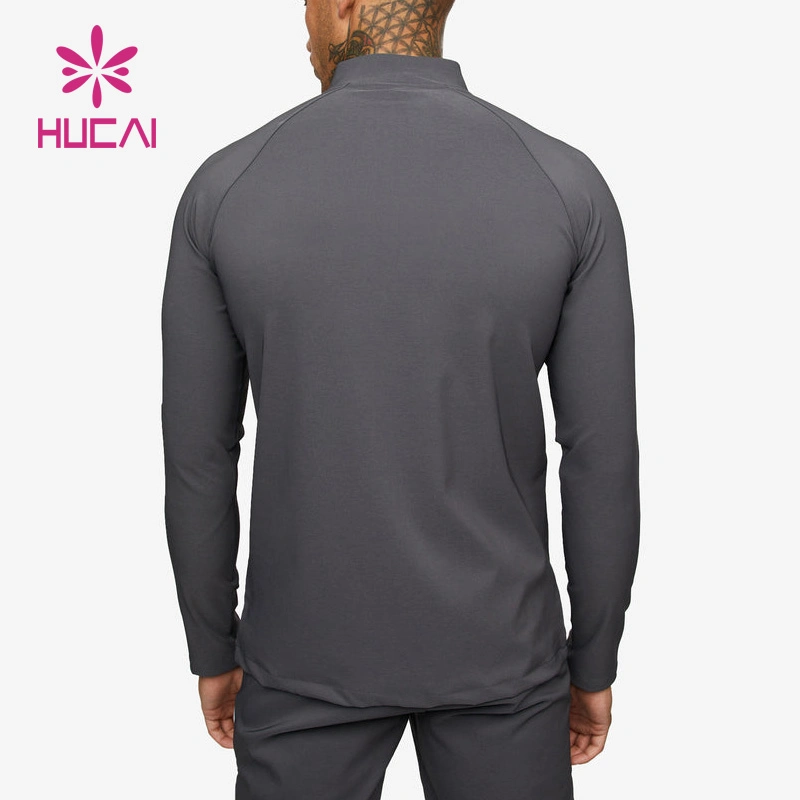 ODM Athletic Teegym Custom Private Label Herren Siebdruck 1/4 Reißverschluss Pullover Sport Langarm