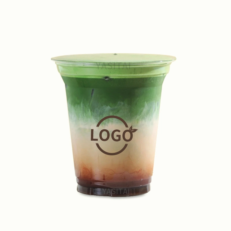 Take Away Tasse Milch Tee Kaffee Haustier Kunststoff Tassen Einweg Transparent Boba Cups Getränkeverpackung für kalten Saft