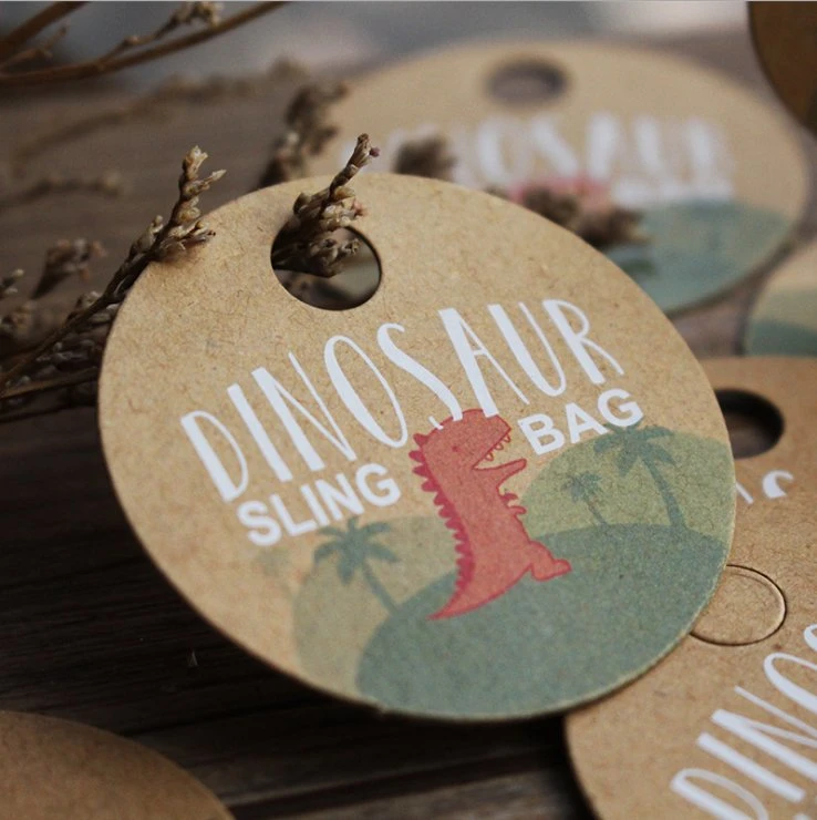 Mock-up Kids Toy Gift Custom Cmyk Printing Round Kraft Paper Hang Tag