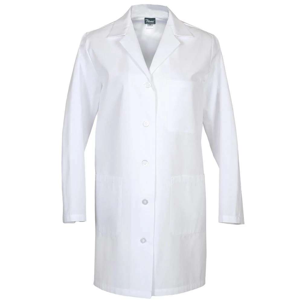 La mujer blanco Ropa de Hombres de Bata de laboratorio de servicios de enfermera Long-Sleeve uniformes Ropa de protección de Tela de poliéster Bata de laboratorio de hacer su propio uniforme