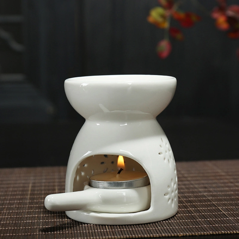 Ceramic Aroma Burner Essential Oil Lamp Hollowing Candle Holder Incense Censer Aromatherapy Furnace Candlestick New