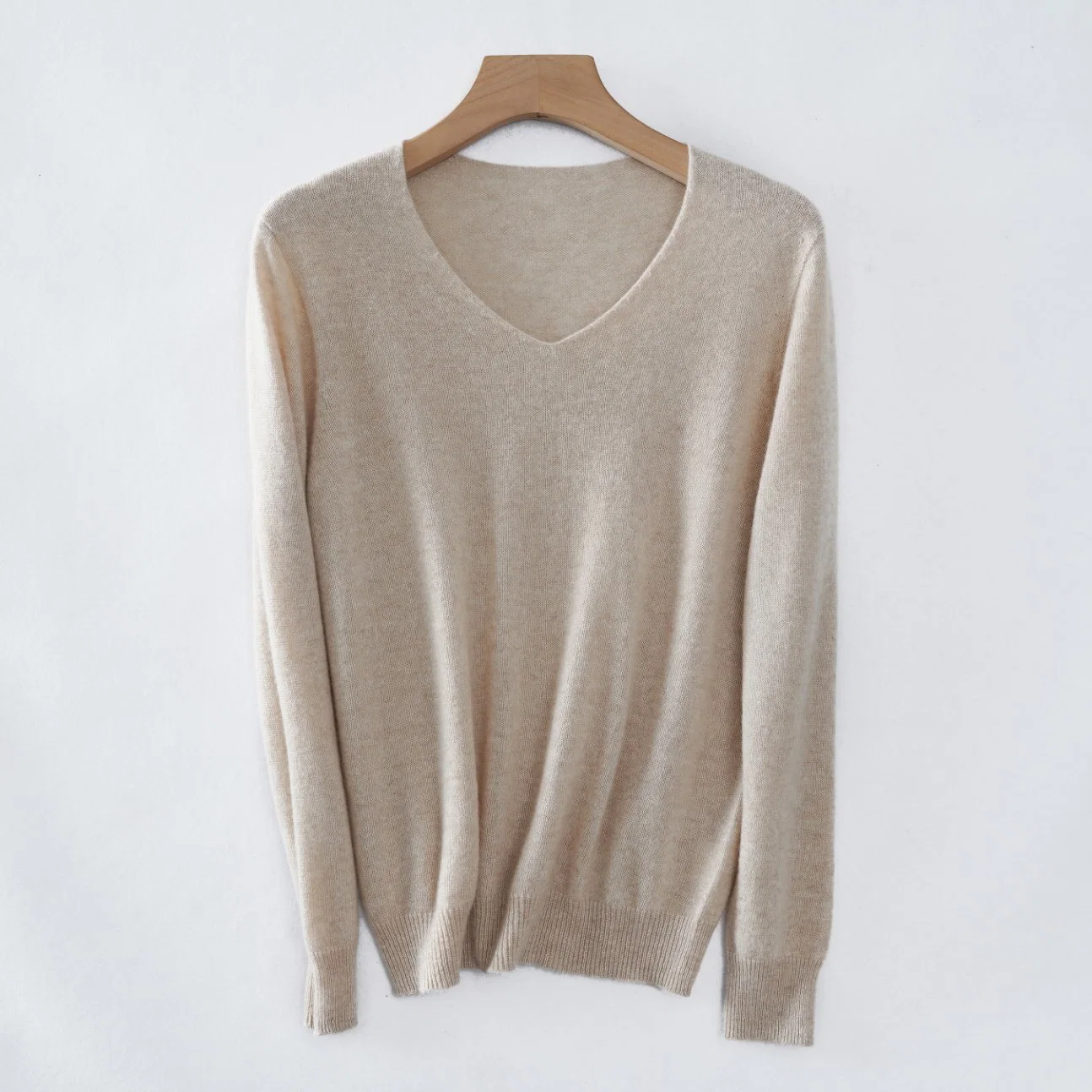 Wholesale/Supplier Superfine Cashmere and Cotton Blends Woman's Classic V-Neck Pullover Sweater