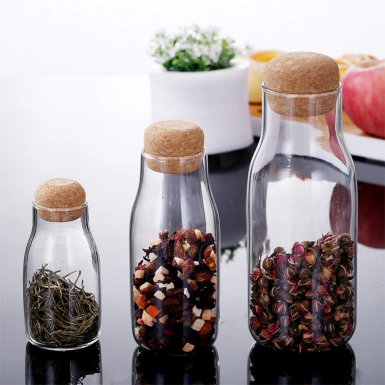 Customized Japanese Cork Glass Heat-Resistant Milk Juice Transparent Storage Tank Sealed Coffee Caddy