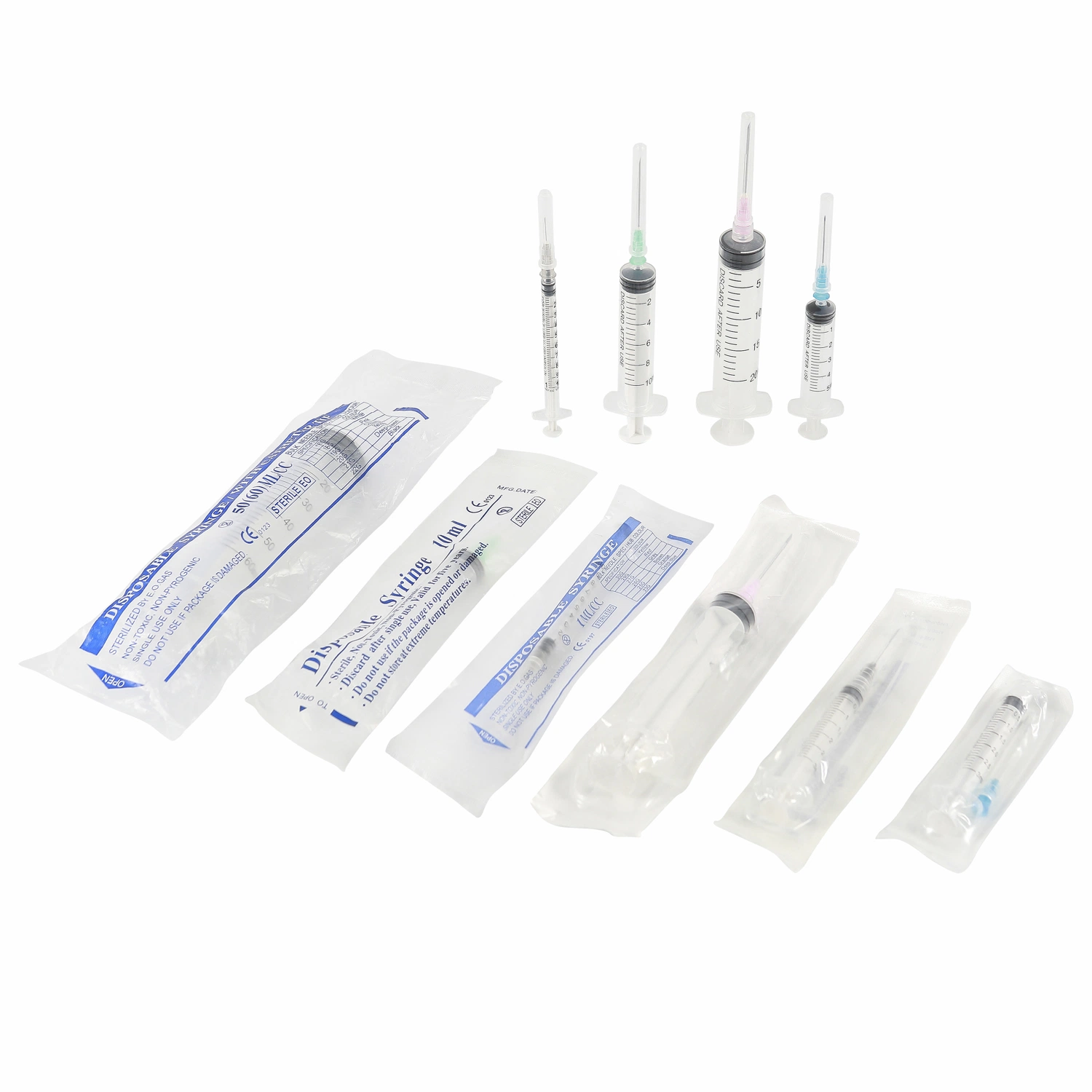 CE Approved Different Sizes Medical Sterile Luer Slip Disposable Injection Plastic Syringe